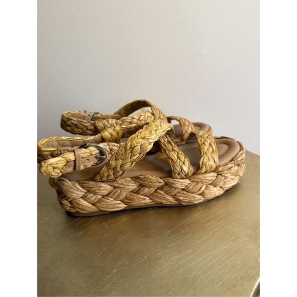 Marc Fisher Genie Espadrille Platform Sandal 6M Raffia Summer Strappy Feminine - Picture 6 of 12